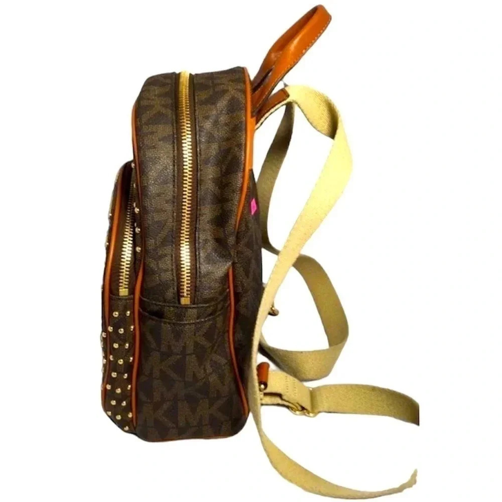 Michael Kors Jet Set Studded Backpack Brown - Picture 5 of 11